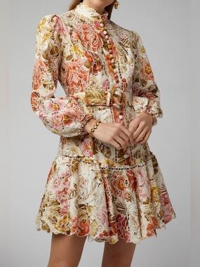 Zimmermann Bonita Embroidered Floral Lace Mini Dress
